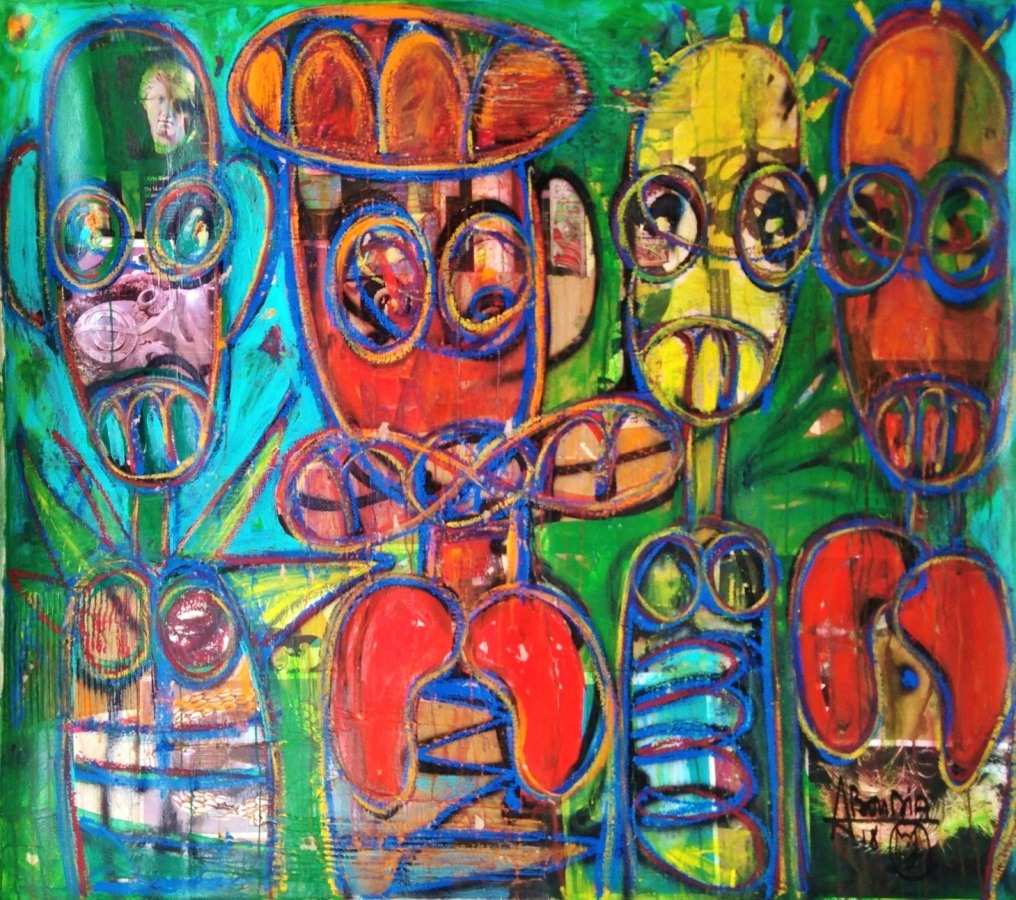 Aboudia 120x140 cm, 2019, acrylique sur toile, Artnew Gallery
