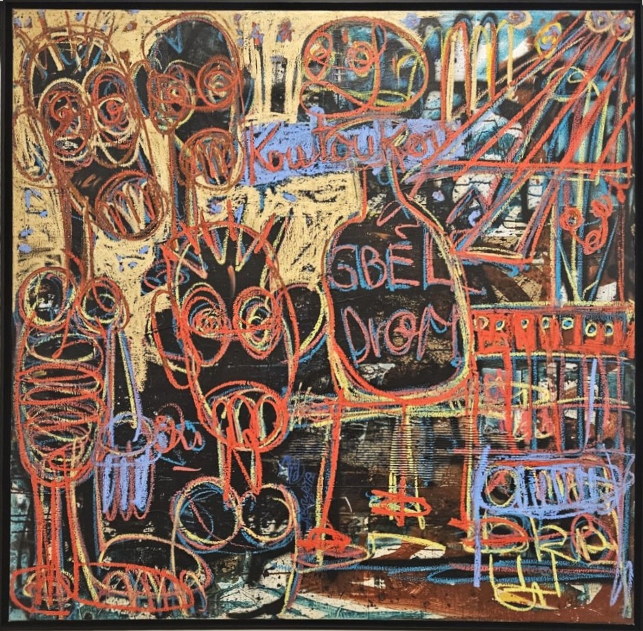 Aboudia 150x150 cm,  acrylic and collage on canvas, Artnew Gallery